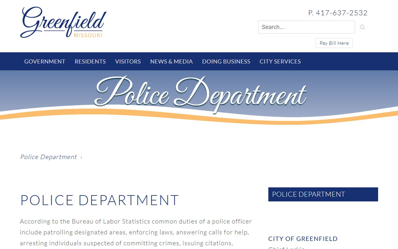 Dade County arrest records Greenfield Police Department contact