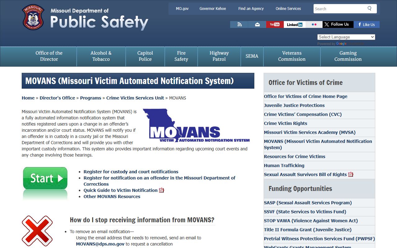 Dade County arrest records Missouri DPS MOVANS overview
