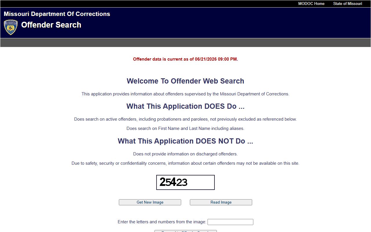 Dade County criminal court records Missouri Department of Corrections offender search