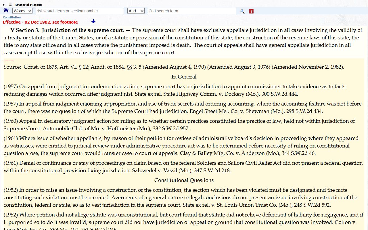 Dade County Circuit Court appellate path through Missouri Supreme Court and Court of Appeals