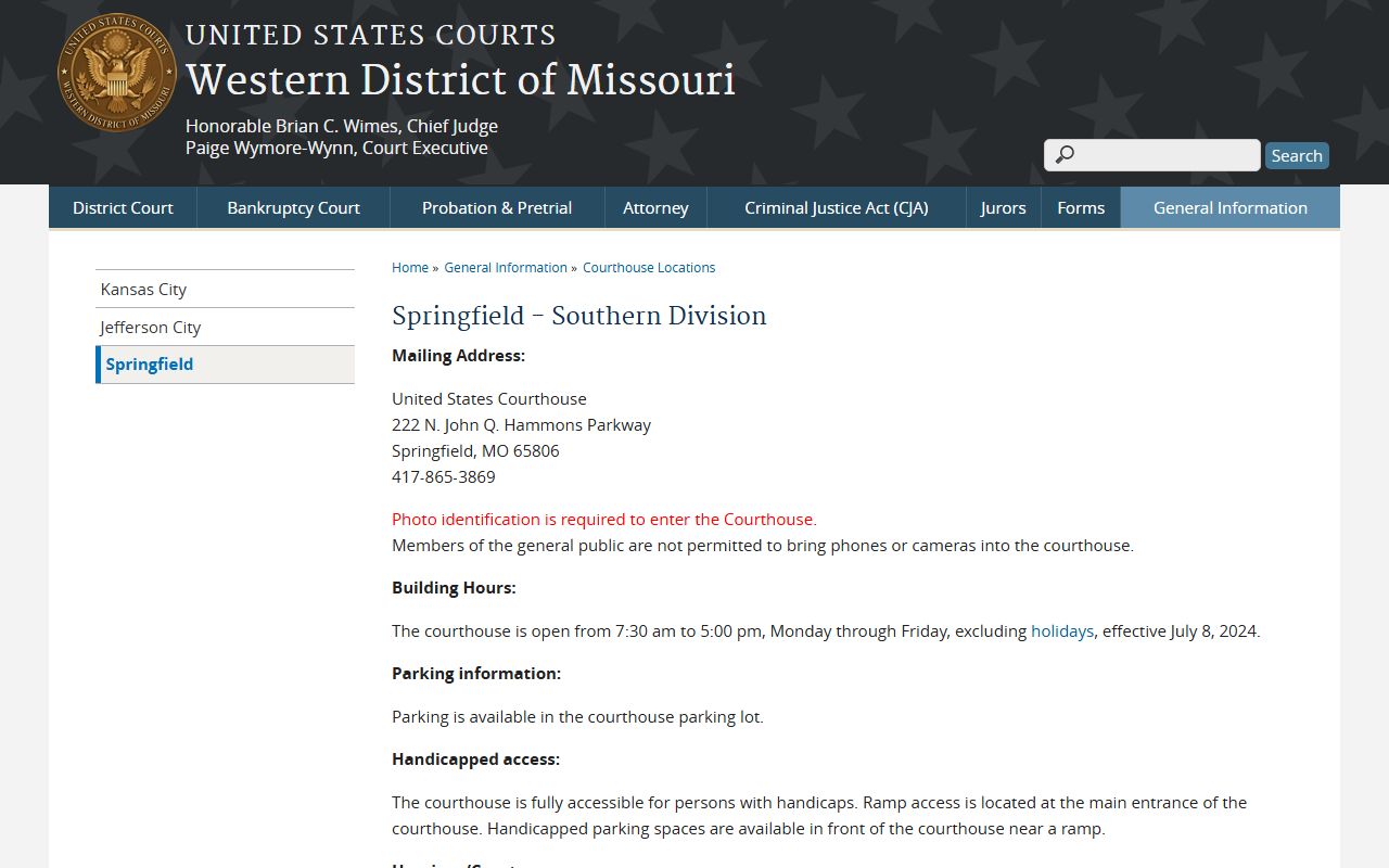 Dade County federal court records separate from Circuit Court in Western District of Missouri