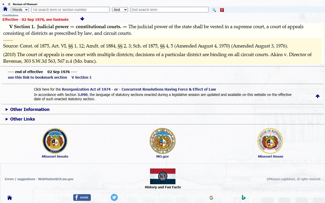 Dade County court records Missouri Constitution court structure