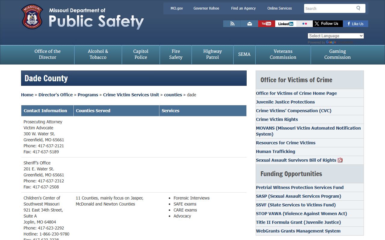 Dade County sheriff and jail record contact source